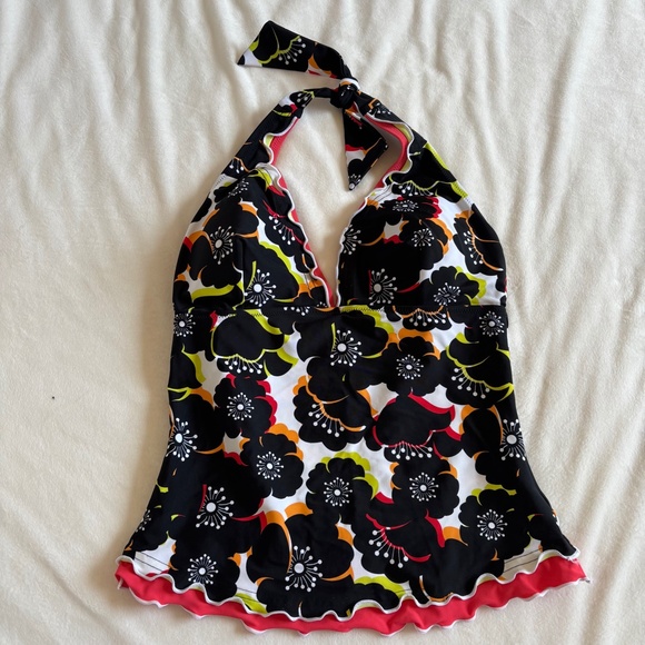 Profile by Gottex Tankini Top Ruffle Halter Tie Back Slip-on Women's Size 10 - Picture 1 of 3